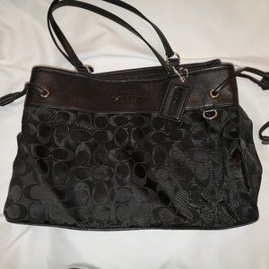 Coach Signature Black Nylon Shoulder Bag
